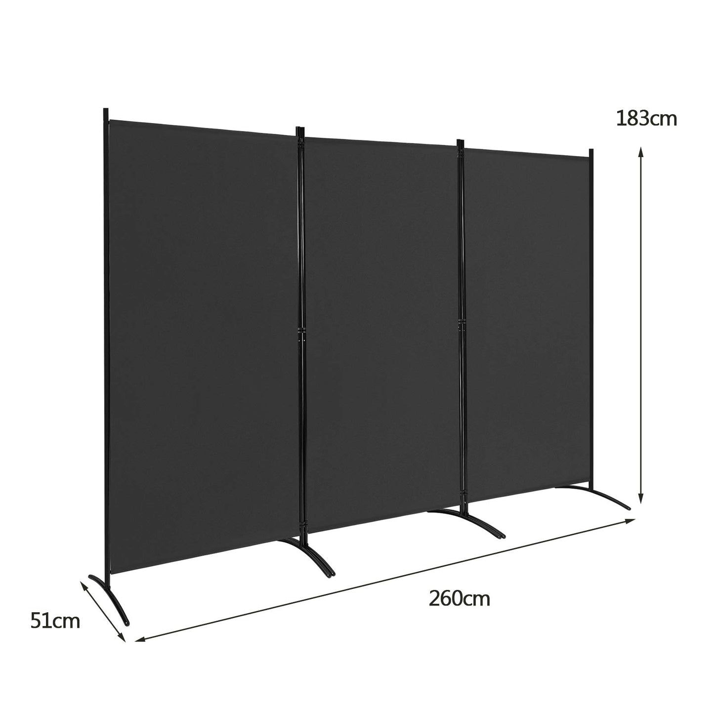 3-Panel Freestanding Wood Room Divider with Durable Hinges Steel Base