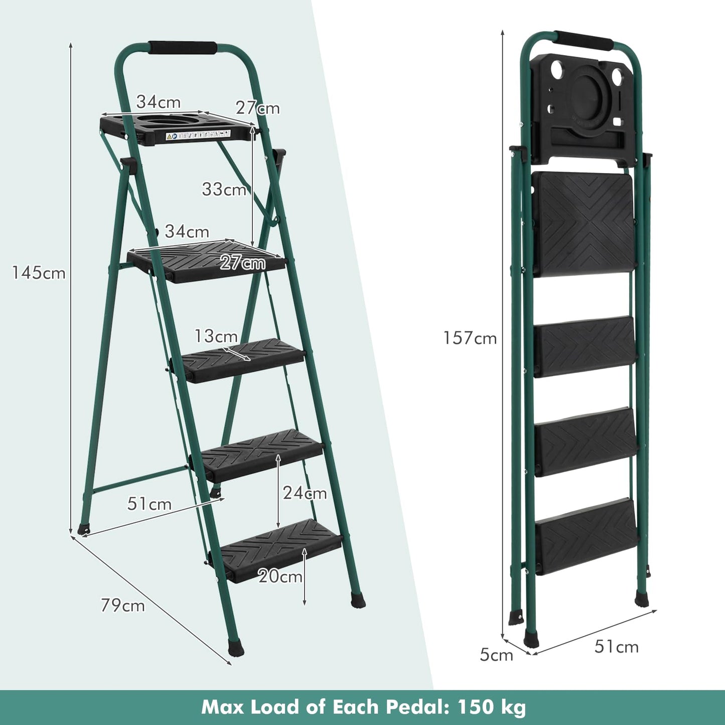 Folding Step Ladder 4-Step Ladder