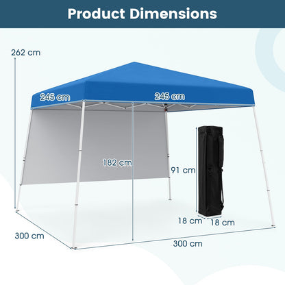 300 x 300 cm Pop up Canopy Tent with 1 Sidewall and Portable Backpack