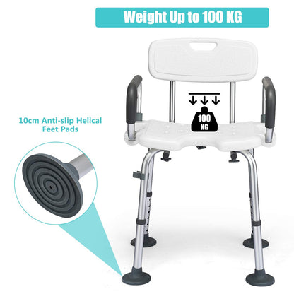 Height Adjustable Tub Shower Seat with U-Shaped Seat and Shower Buckle