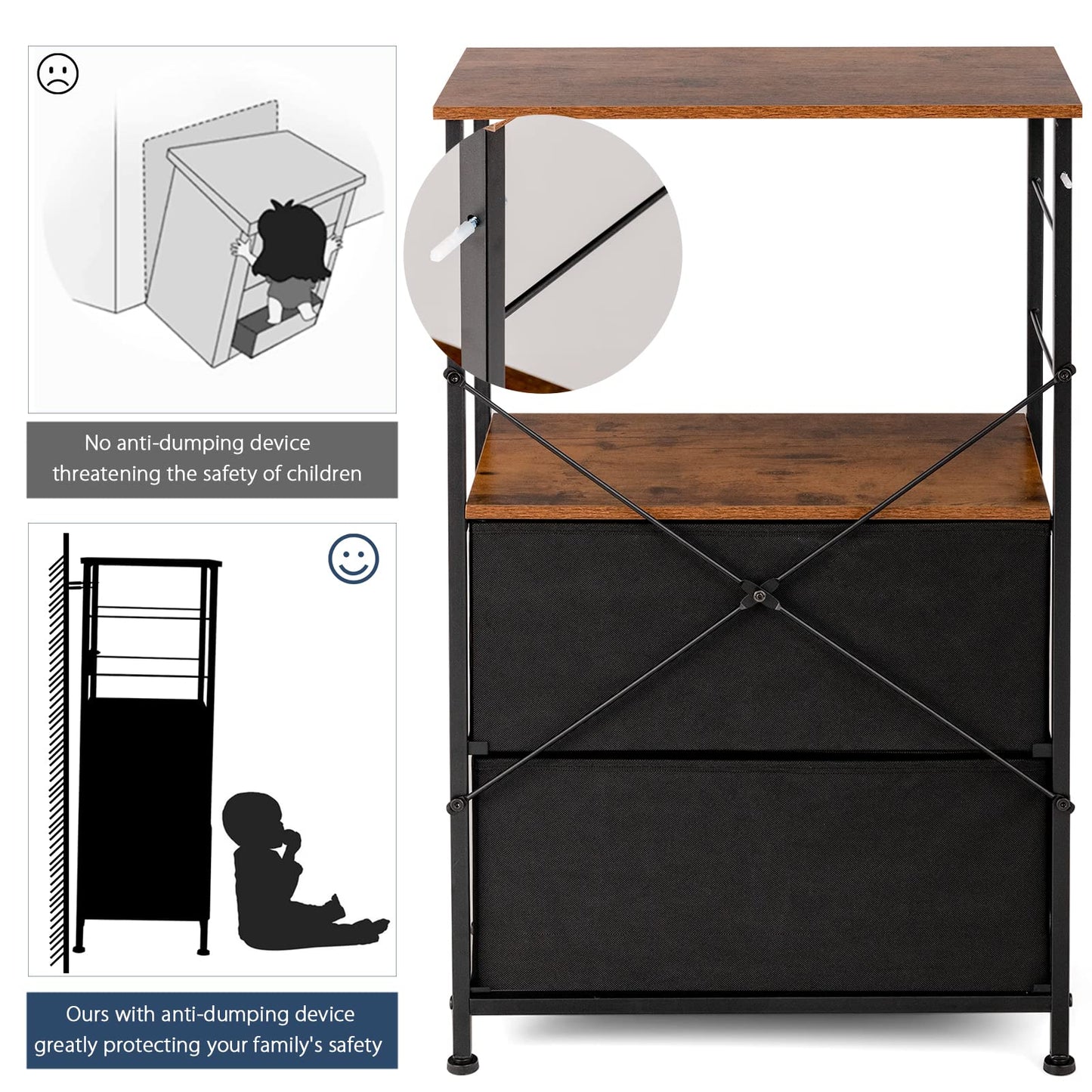 Metal Frame Cabinet Organiser for Home Bedroom