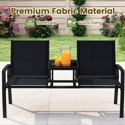 Garden Love Seats, 2-Seater Patio Bench Chair Companion Seat