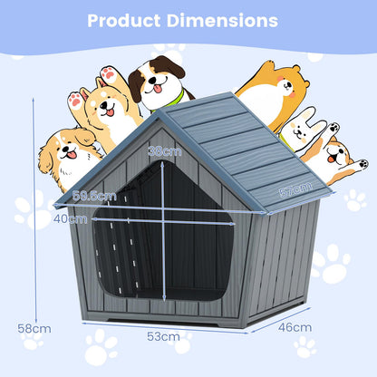 Plastic Dog House, Indoor Outdoor Cat House Condo with Sloping Roof