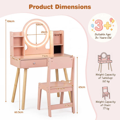 Kids Dressing Table, Girls Vanity Set