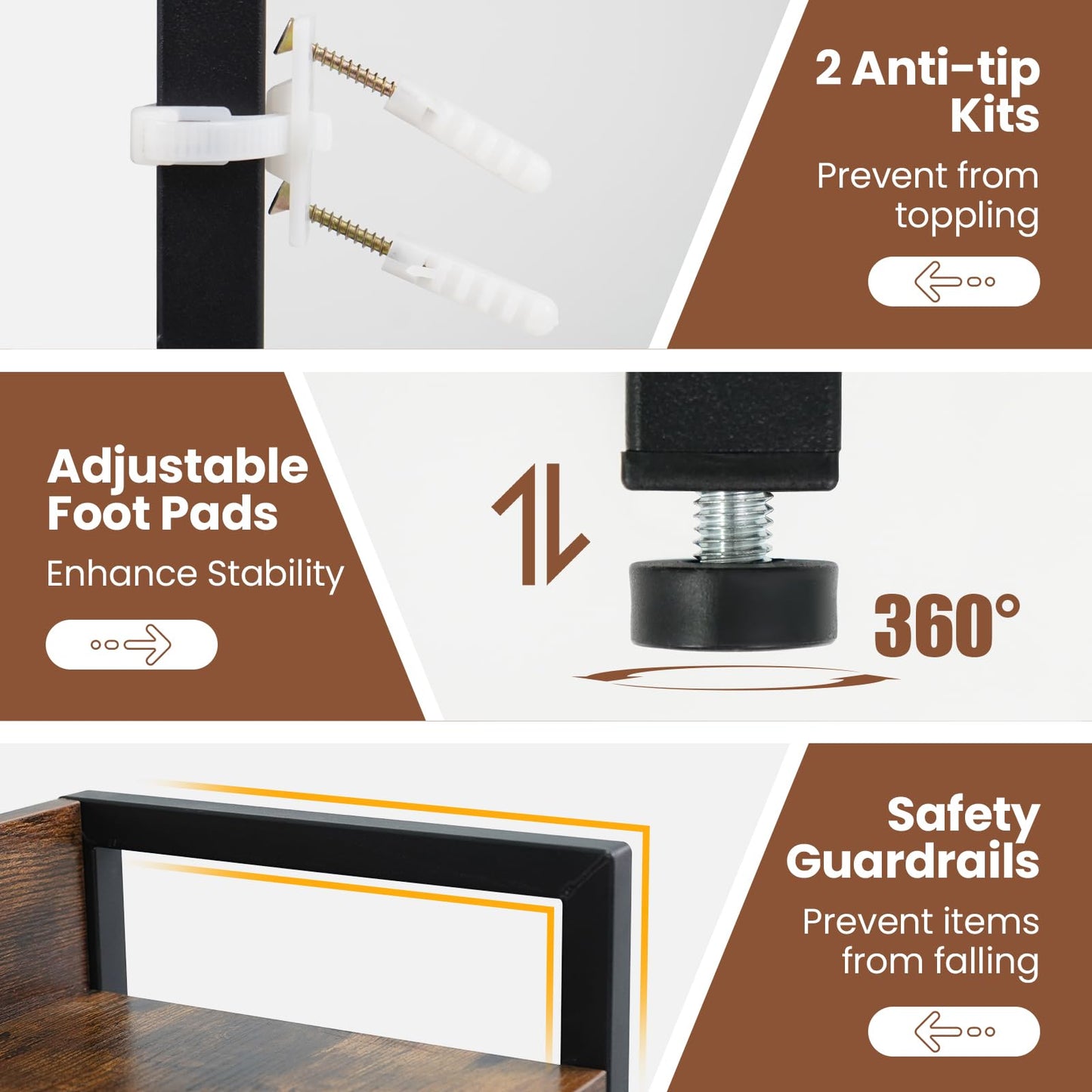 Desktop Bookshelf with 4 Open Storage Shelves for Computer Monitor Up to 32 Inch