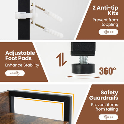 Desktop Bookshelf with 4 Open Storage Shelves for Computer Monitor Up to 32 Inch