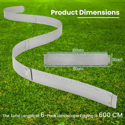 6-Pack 600 cm Galvanized Metal Landscape Edging for Lawn Pathway