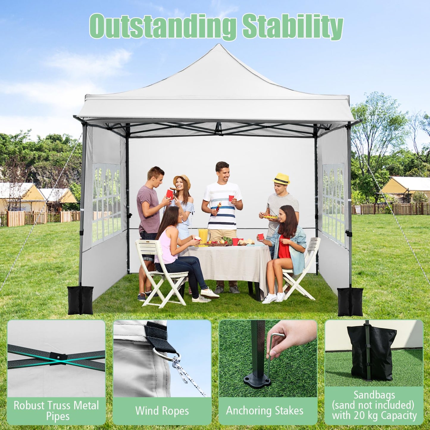 3m x 3m Pop up Canopy Tent, Outdoor Gazebo Instant Canopy