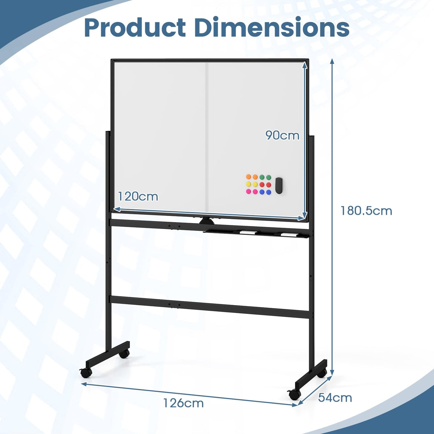 Double Sided Magnetic Whiteboard, Mobile Reversible Dry Erase Board