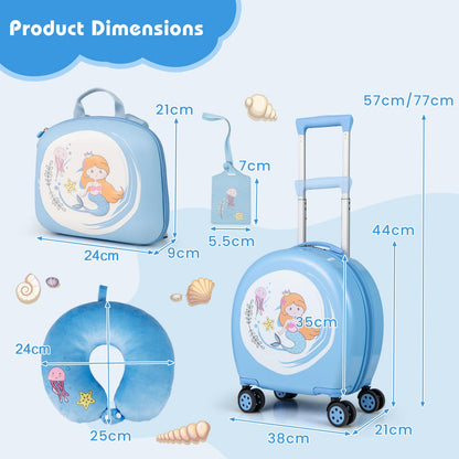 4Pcs Kids Luggage Set Toddler Carry On Luggage Set for Travel School