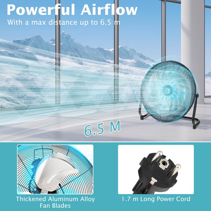 160W High Velocity Floor Fan with 3 Speed and Adjustable Tilting Head
