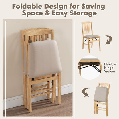 Folding Dining Chairs Set of 2 Upholstered Kitchen Chairs with Padded Seat
