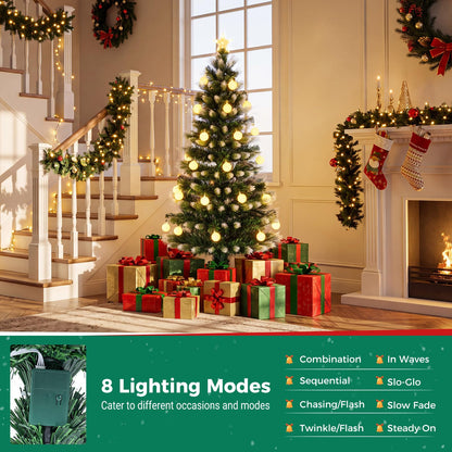 5FT Fiber Optic Christmas Tree, Pre-lit Artificial Xmas Tree
