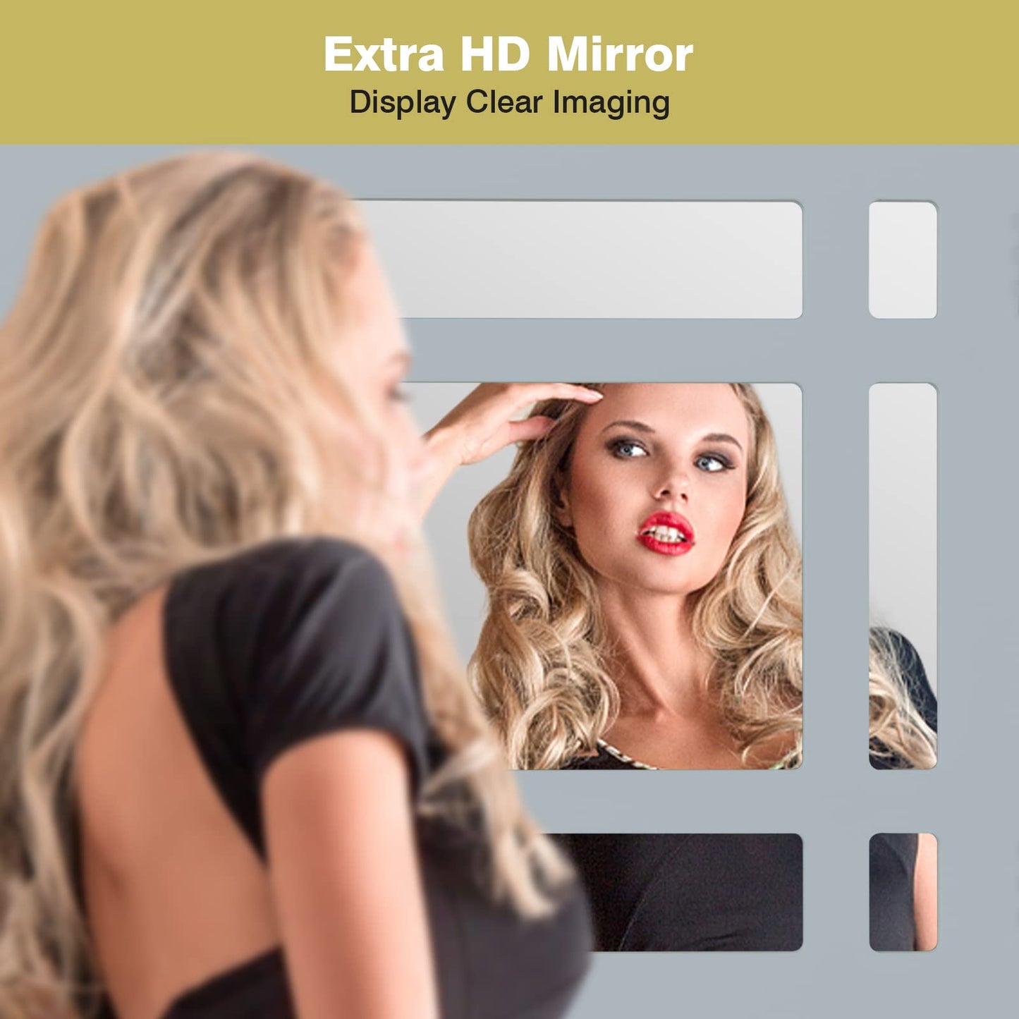 Mirror Door Cabinet with Adjustable Shelf and 3 Compartments