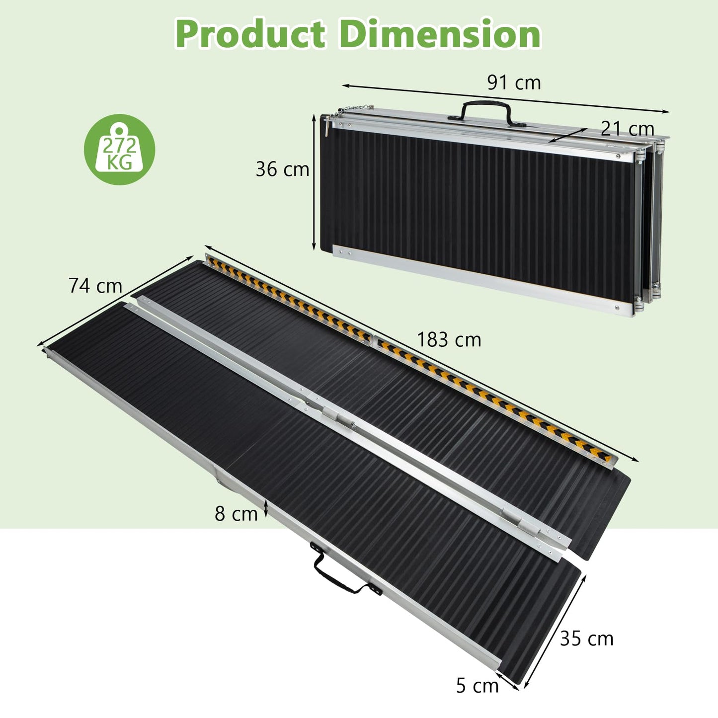 Portable Aluminum Wheelchair Ramp with Transition Plate