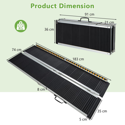 Portable Aluminum Wheelchair Ramp with Transition Plate