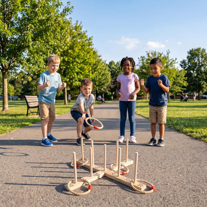 Ring Toss Game for Kids & Adults, Wooden Quoits Games Set