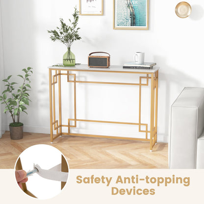Metal Frame 110cm Long Narrow Accent Sofa Side Table for Hallway