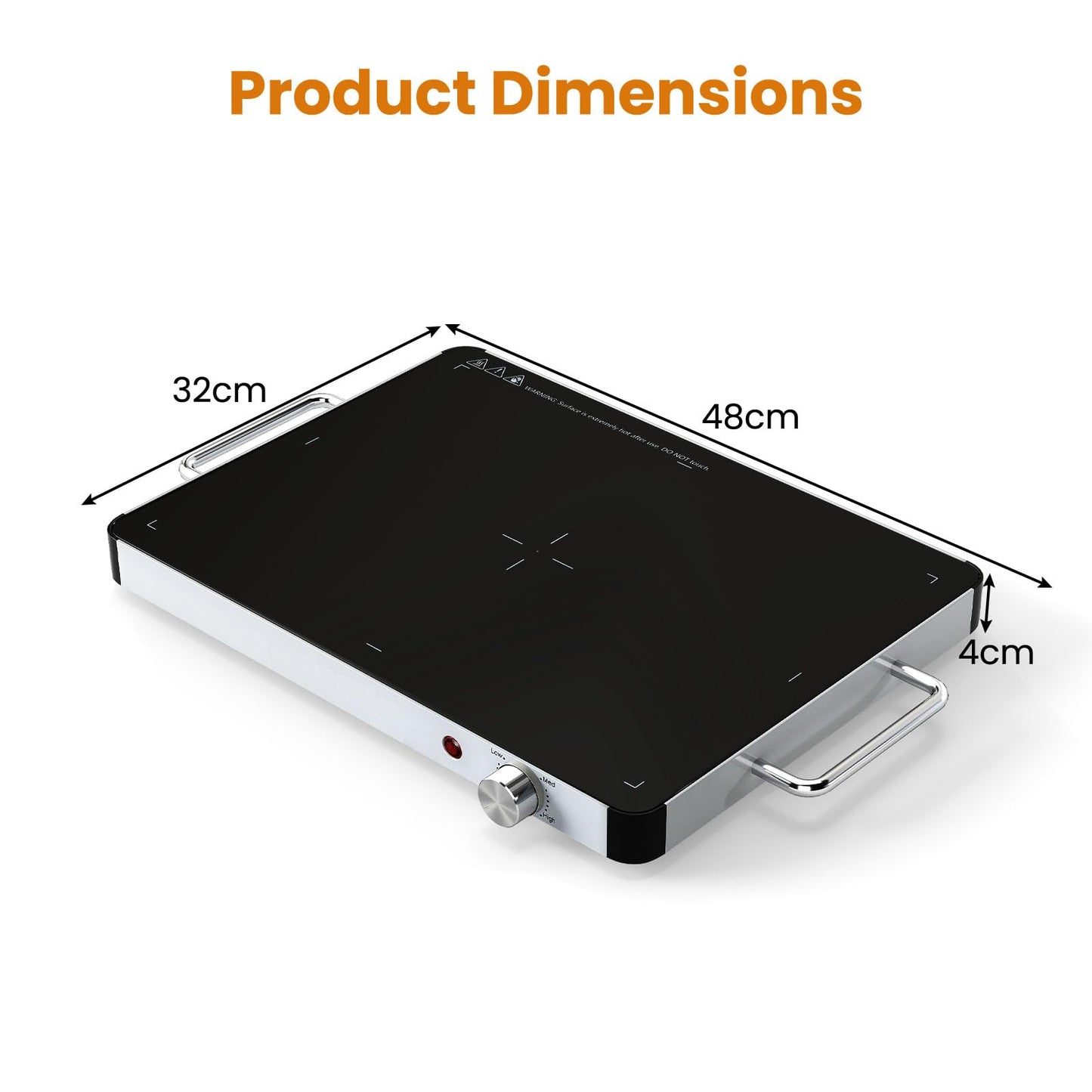 Electric Warming Tray with 53 x 40cm /40 x 30 cm Surface and Anti-Scalding Handles