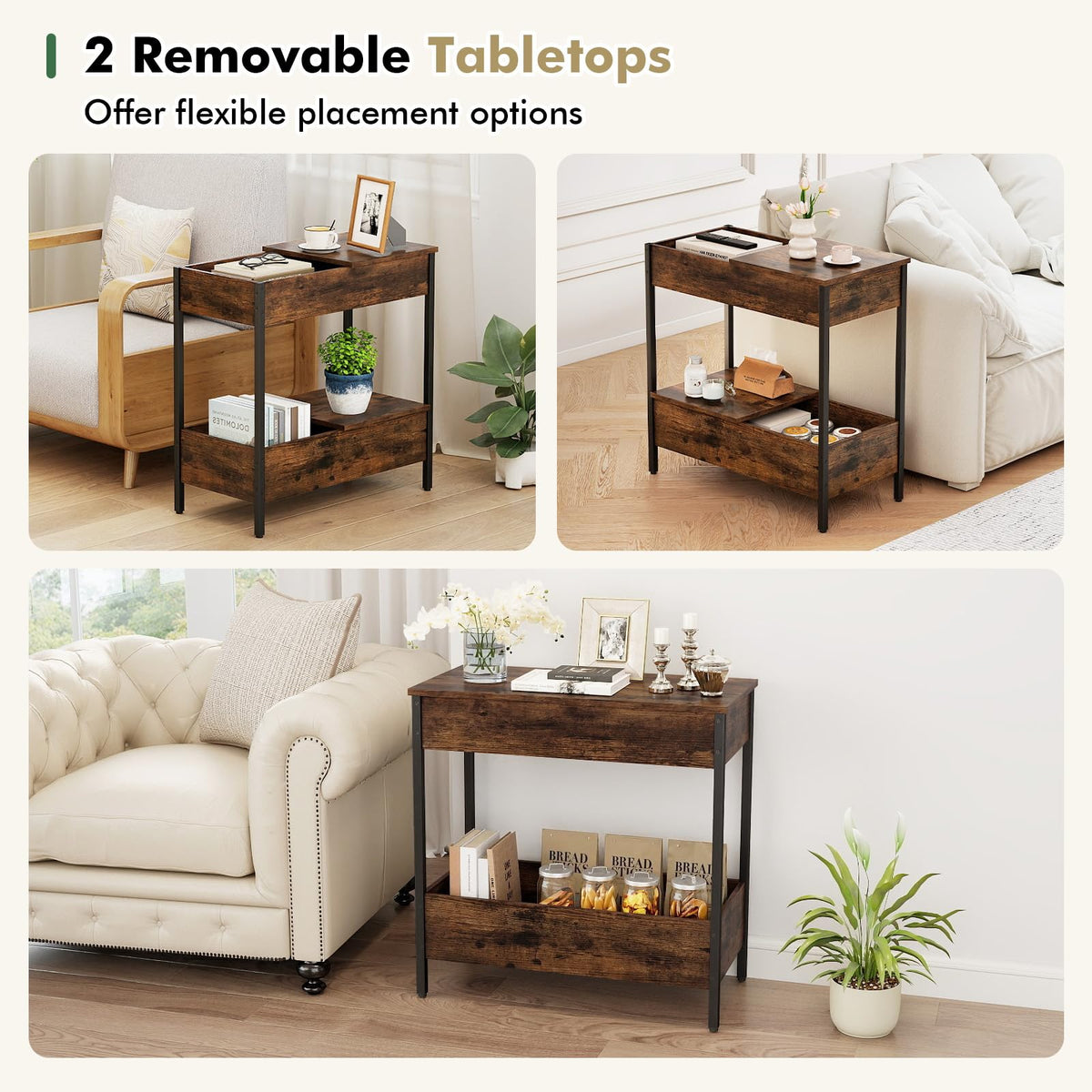 Slim Side Table with Magazine/Book Rack