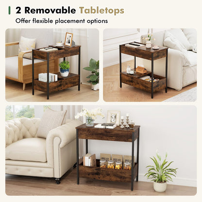 Slim Side Table with Magazine/Book Rack