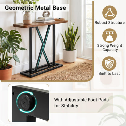 Console Table, 100cm Industrial Slim Accent Entryway Table Hall Desk