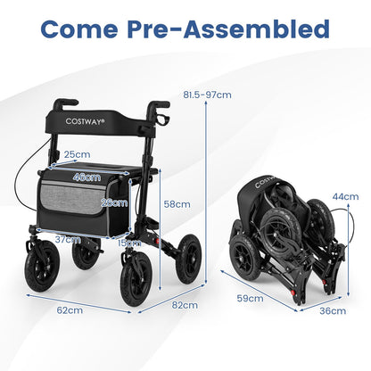 Walker for Seniors with Seat Folding Rollator Walker with Pneumatic Tires