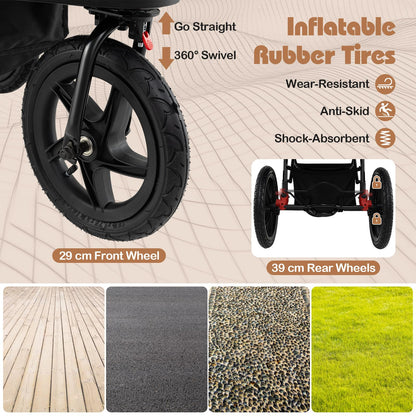 Foldable Jogging Stroller with Adjustable Canopy Reclining Seat