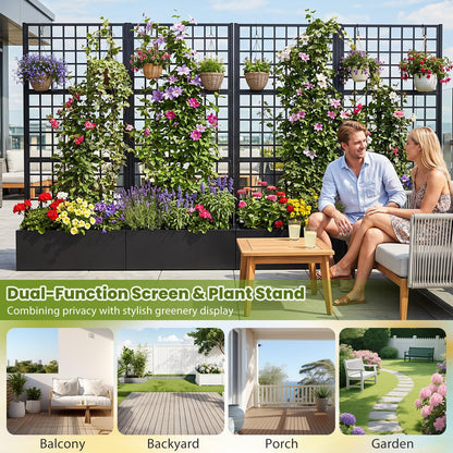 Garden Planter with Trellis, Metal Trough Grow Box with Drainage Holes