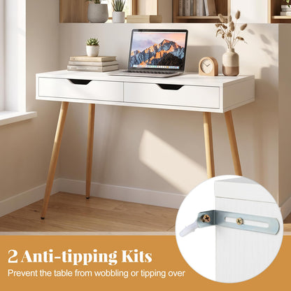 Wooden Computer Desk, 108cm Modern PC Laptop Table Writing Workstation