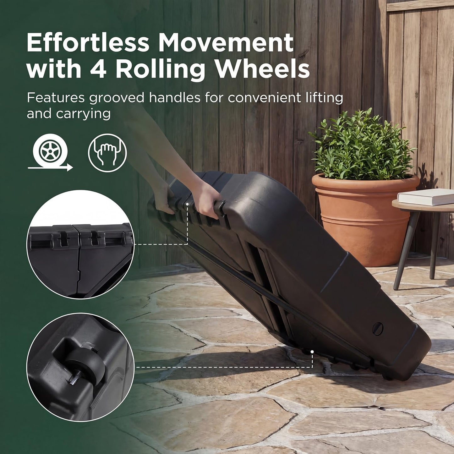 130 kg/170 kg Outdoor Cantilever Umbrella Base with Wheels Heavy-Duty Offset Patio Umbrella Stand