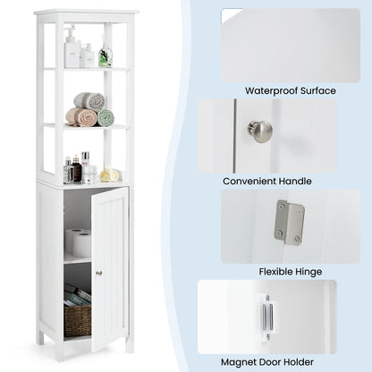 Freestanding Floor Cabinet with 3-Position Middle Panel and Anti-Toppling Mechanism