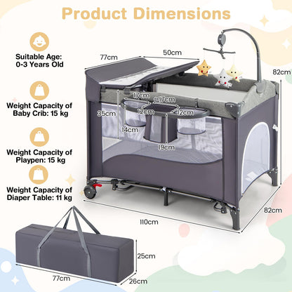 Foldable Baby Bedside Sleeper with Diaper Changer