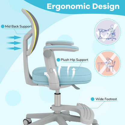 Kids Desk Chair Children Study Chair with Adjustable Height Armrest and Footrest