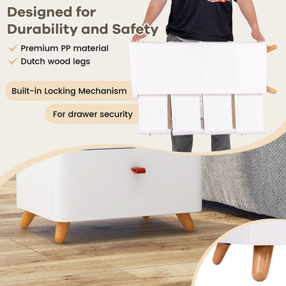 4-Drawer Dresser with Removable Organizer Tray and Solid Wood Legs