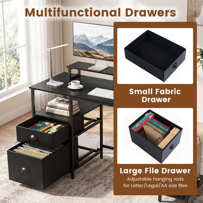 Computer Desk with Power Outlets, 120 x 48cm Large Corner Desk Writing Study Table