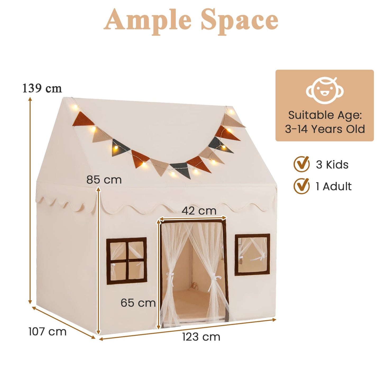 Toddler Playhouse Tent with Padded Non-slip Mat