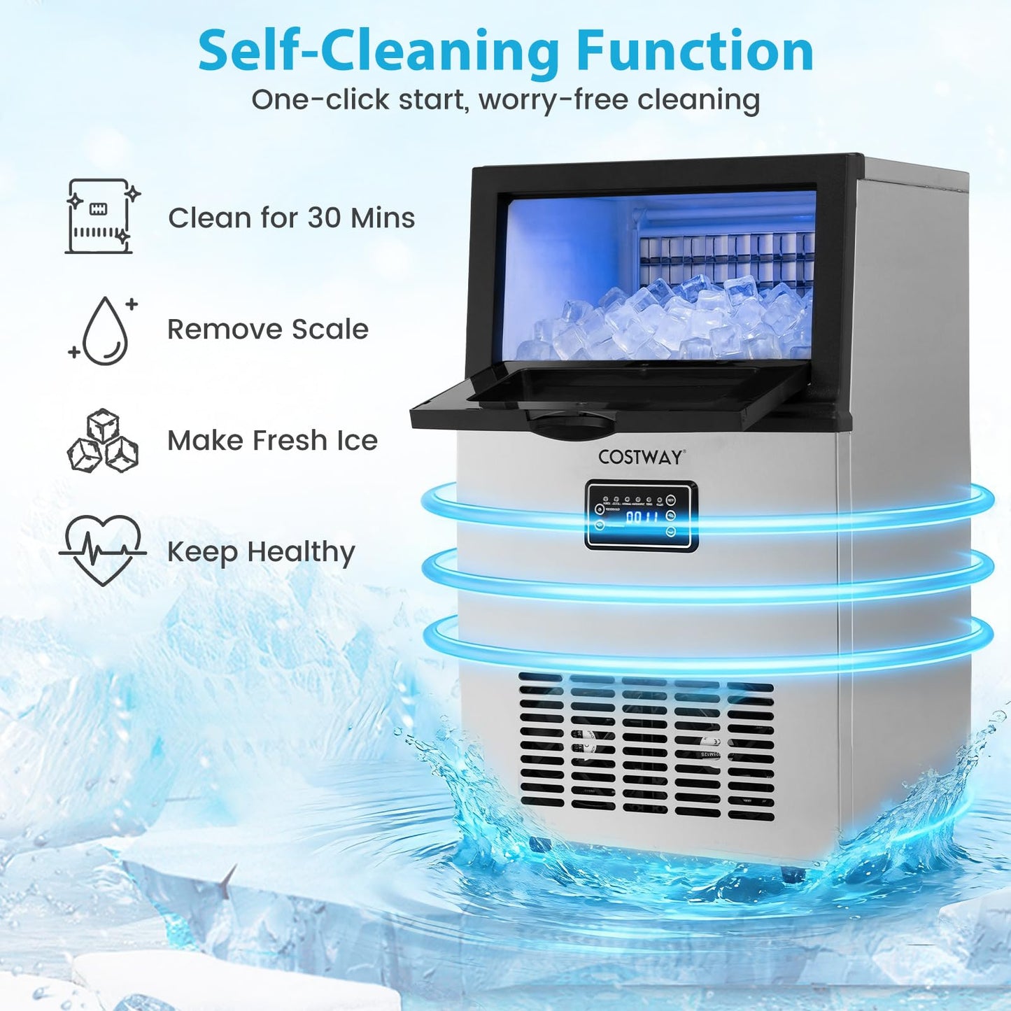 Commercial Ice Machine, 23kg/24H Industrial Ice Maker Machine with 5kg Ice Storage Capacity