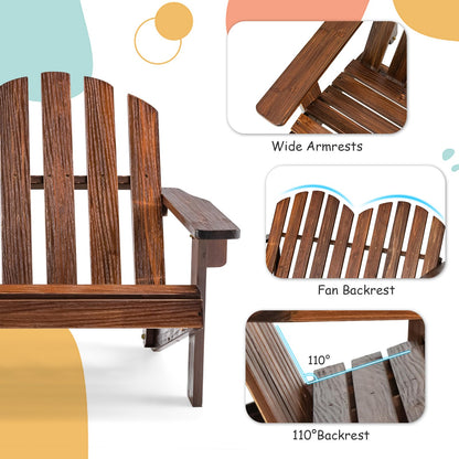 Kids 2-Seat Fir Wood Adirondack Chair with High Backrest