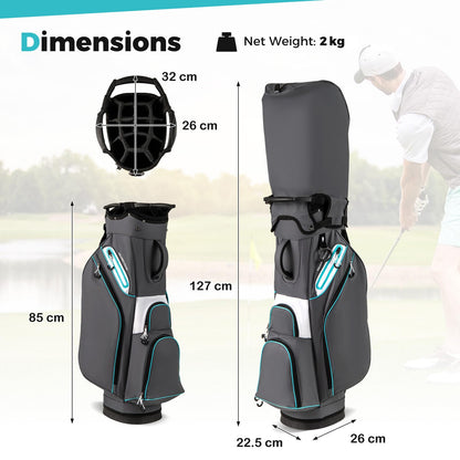 Giantex Golf Cart Bag Golf Trolley Bag with 14 Way Dividers Cooler Pocket Adjustable Shoulder Strap Rain Hood