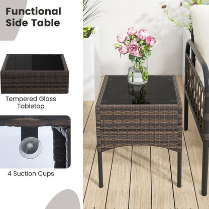 5PCS Rattan Garden Furniture Set for Balcony Yard Poolside