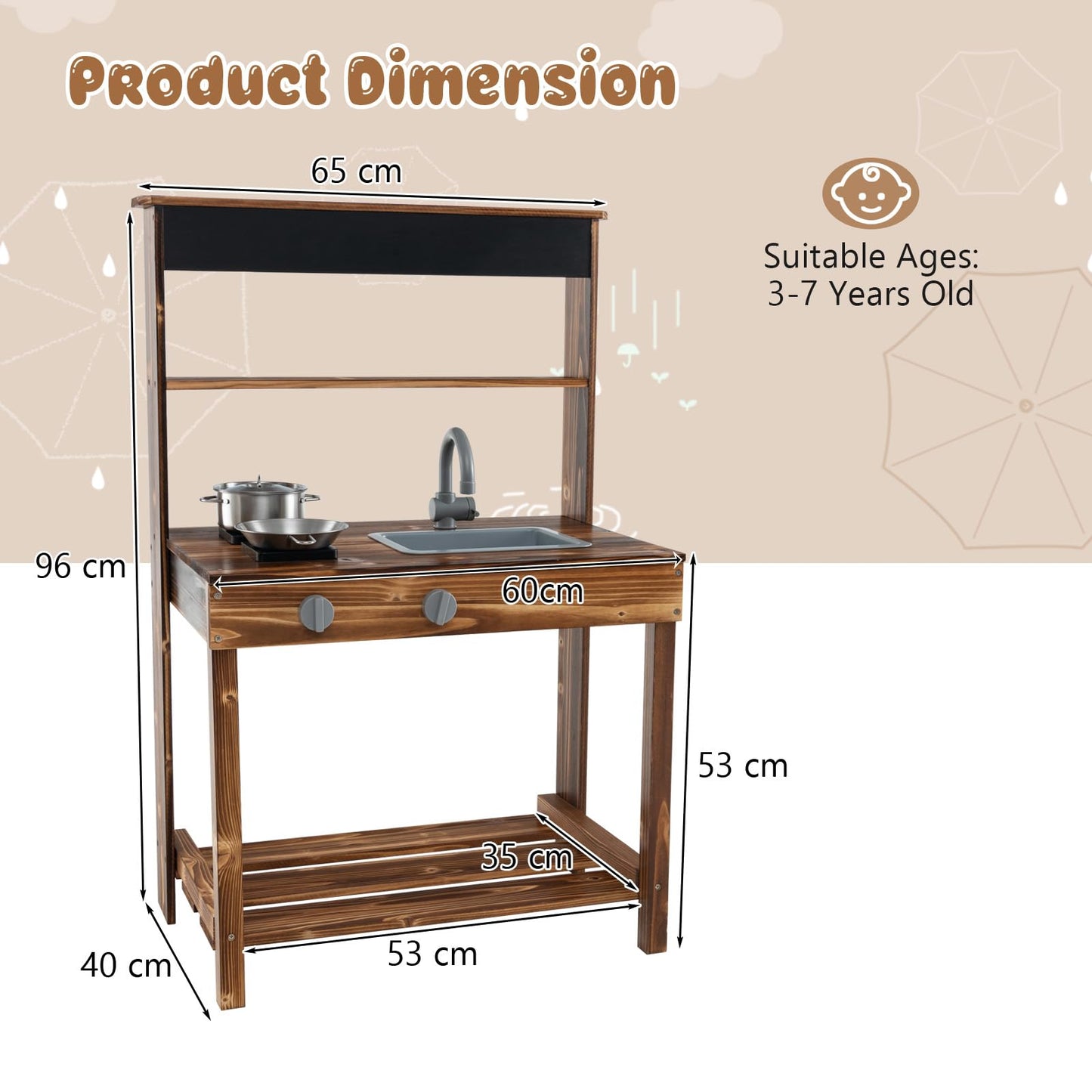Kids Mud Kitchen with Removable Sink