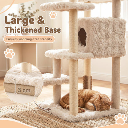 Cat Tree with Sisal Scratching Posts and Platform for Indoor Cats