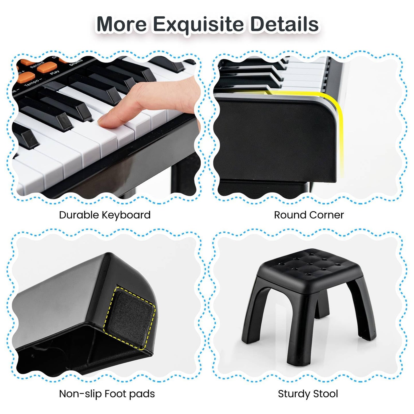 37-Key Electronic Piano Keyboard with Adjustable Microphone