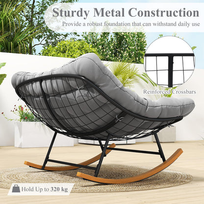 Outdoor Rocking Chair, Oversized Patio Wicker Egg Chair