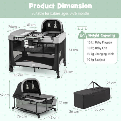 Portable Baby Crib Bassinet with Mattress