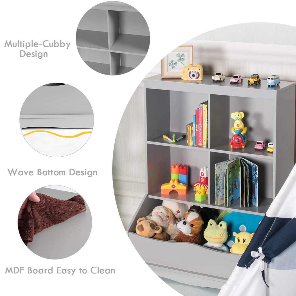 Kids Bookshelf and Toy Organizer
