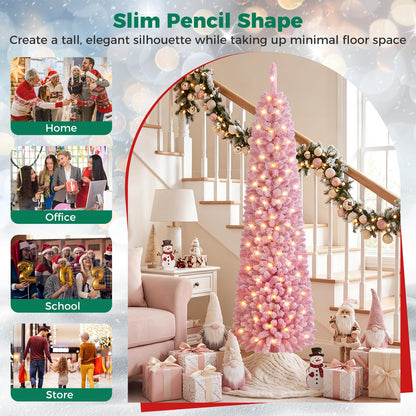 Pre-Lit Artificial Christmas Tree, Slim Pencil Xmas Tree
