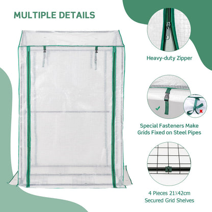 Garden Grow Green House with 4 Shelves and Roll-up Zippered Door