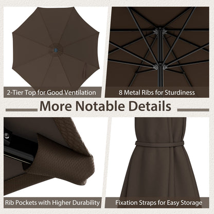112 Solar Powered LED Lights Patio Umbrella with Tilt